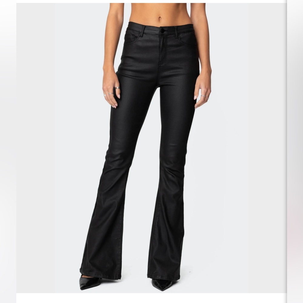 Edikted Flare Leather Pants